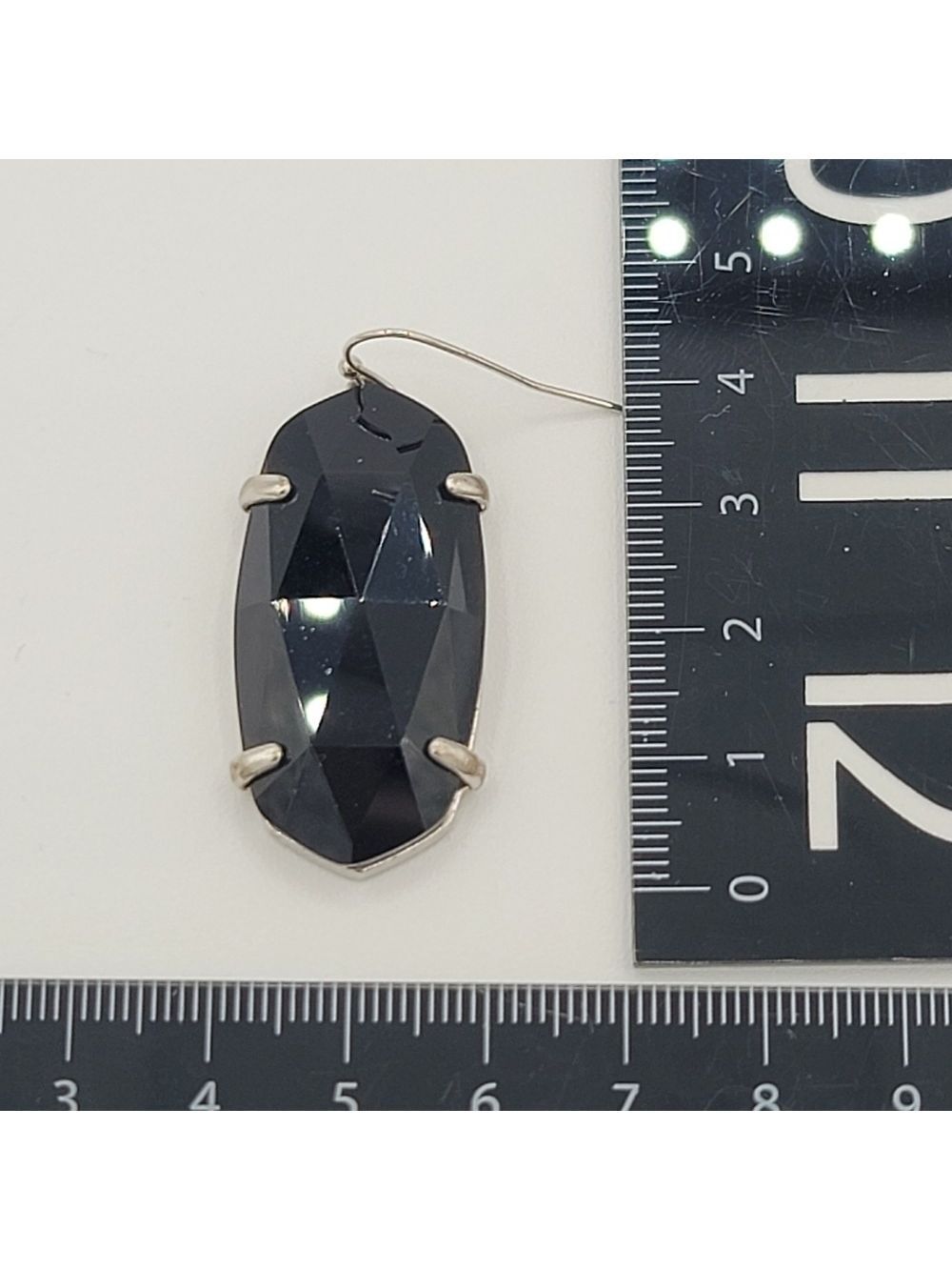 Kendra Scott Esme Earrings Black Silver Tone #860 - Picture 4 of 9